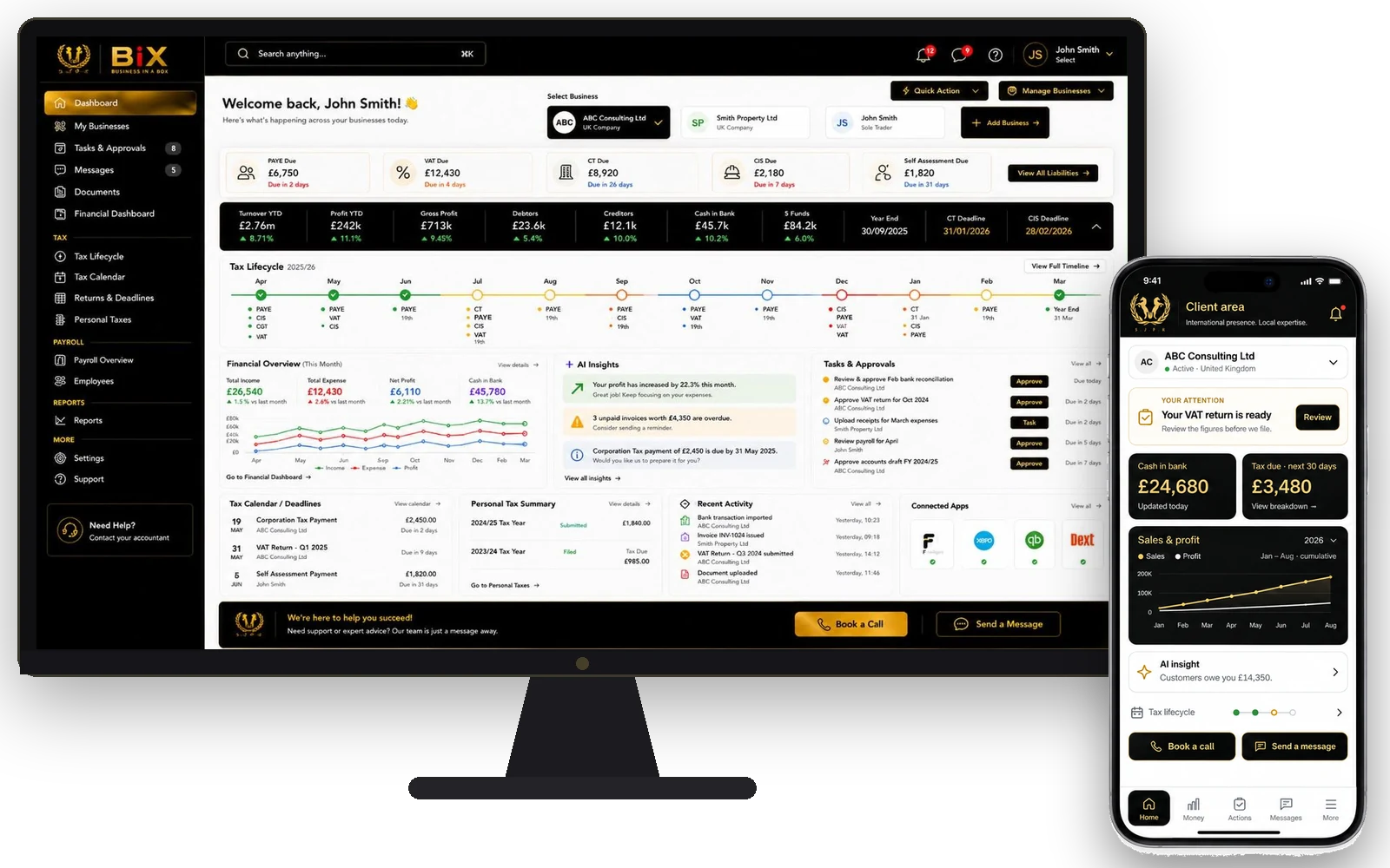 Área de cliente SJPR BiX no computador e app no telemóvel